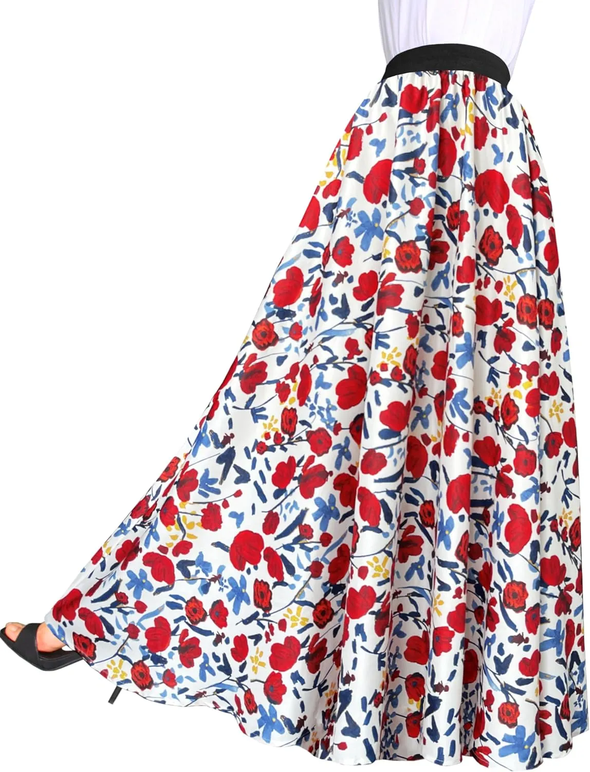 Afibi Women African Skirt Printed Ankara Maxi Skirt Dashiki Long Skirts with Pockets