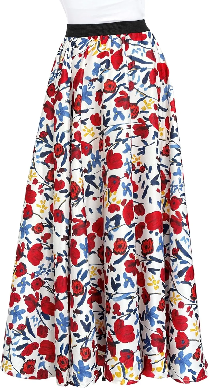 Afibi Women African Skirt Printed Ankara Maxi Skirt Dashiki Long Skirts with Pockets