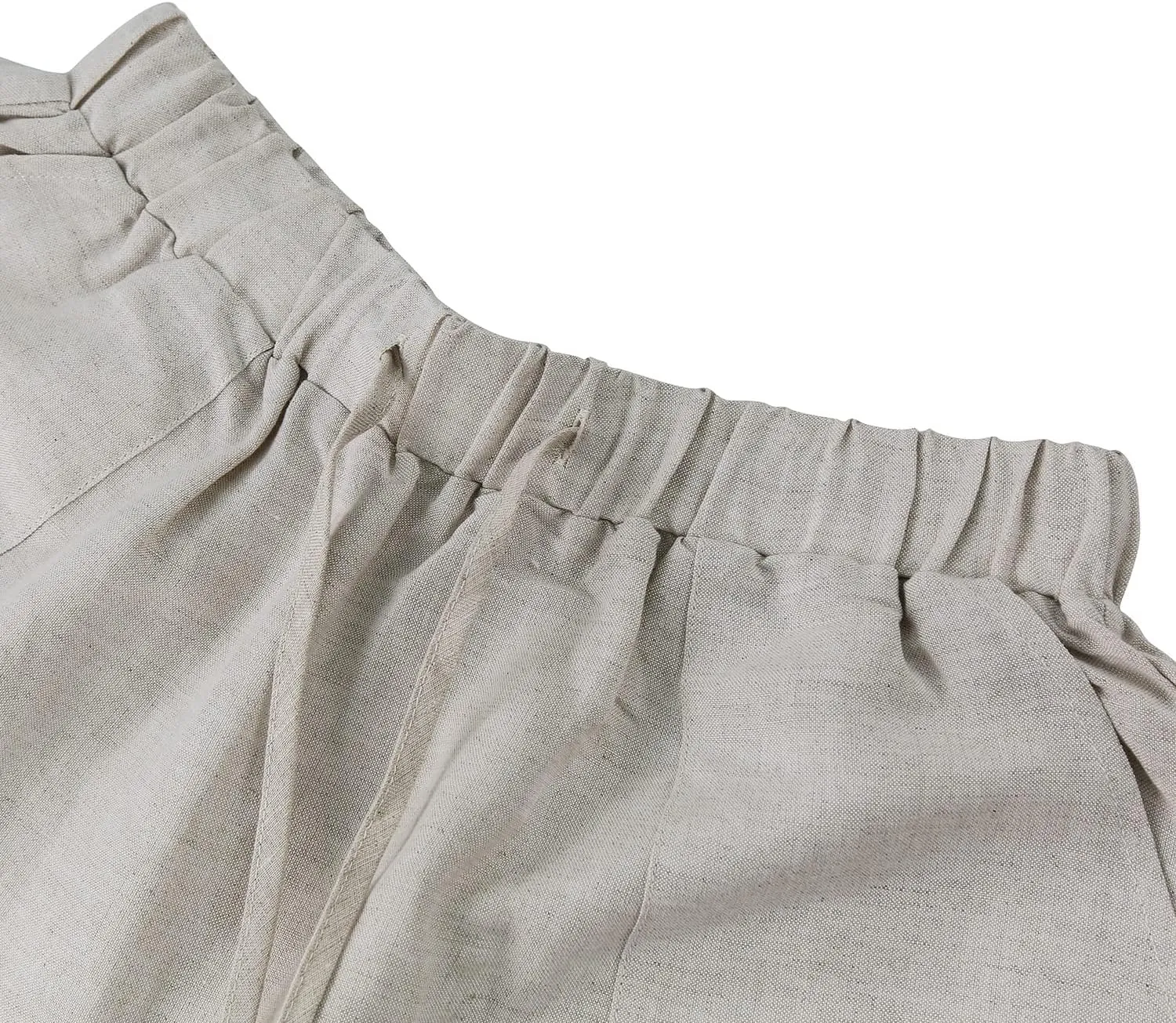 Amazhiyu Womens Linen High Waist Pencil Pants with Pockets Drawstring Trousers