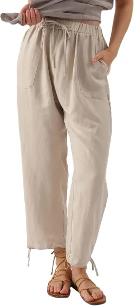 Amazhiyu Womens Linen High Waist Pencil Pants with Pockets Drawstring Trousers