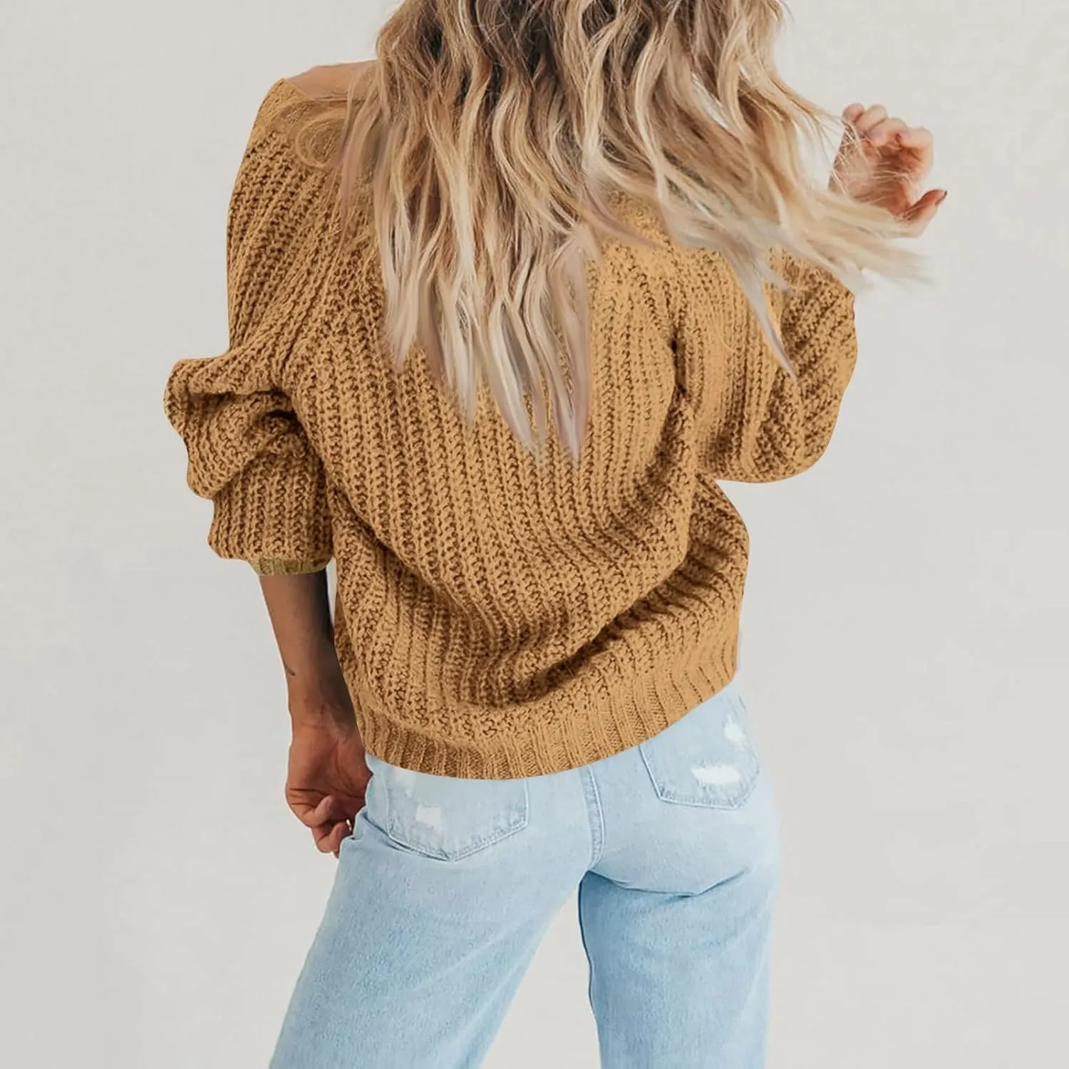 Button Up Sweaters for Woman Lightweight Cable Knit Cardigan Sweater V Neck Casual Chunky Knit Coat Fall Clothes