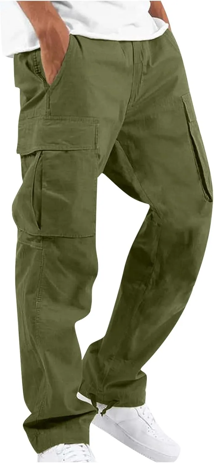 Cargo Pants for Men Lightweight Elastic Waist Joggers Casual Athletic Hiking Pants Multi Pockets 2025 Tactical Pants