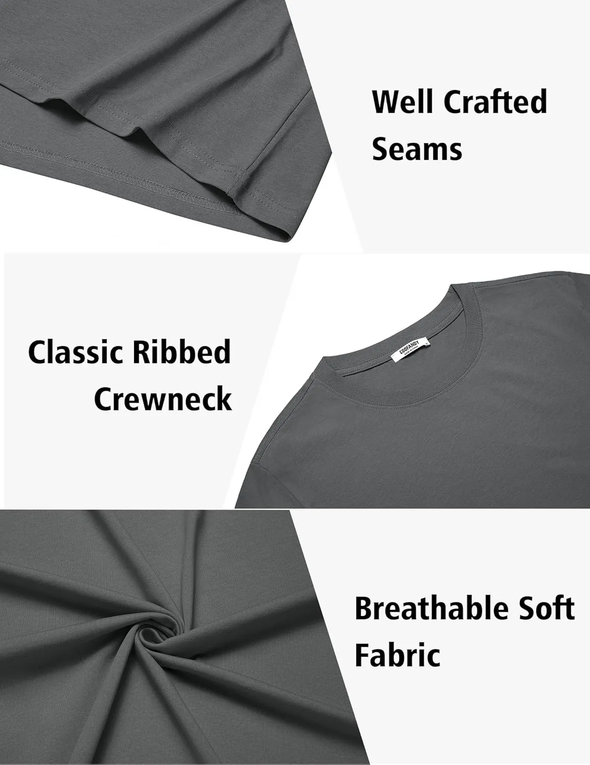 COOFANDY Mens T-Shirts 100% Cotton Heavyweight Premium Short Sleeve Shirt Crew Neck Basic Tshirt