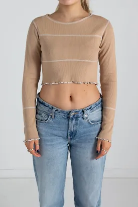 Daisy Street Contrast Stitch Crop Top