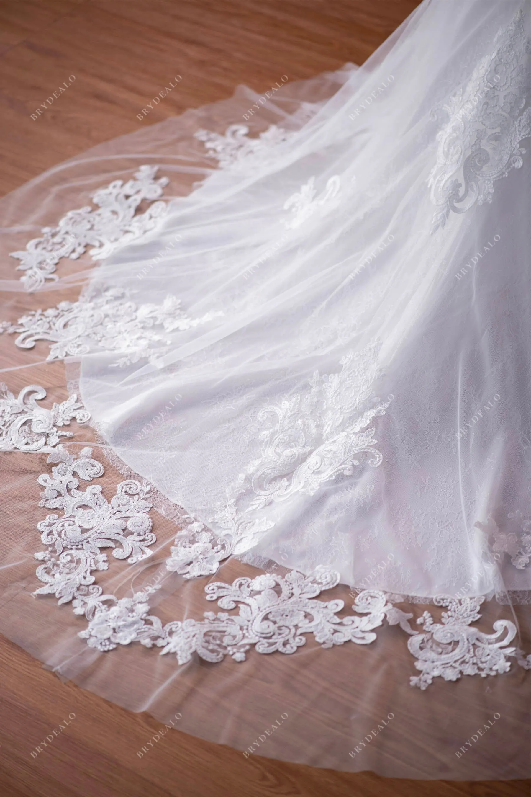 Designer Lace Straps Illusion Neck Mermaid Wedding Dress