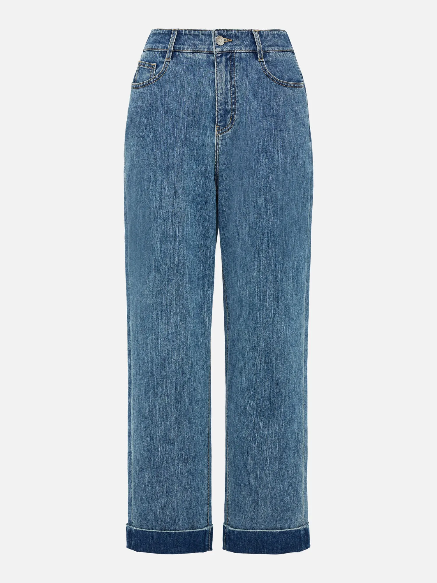 EP YAYING Rolled Hem Straight-Leg Jeans
