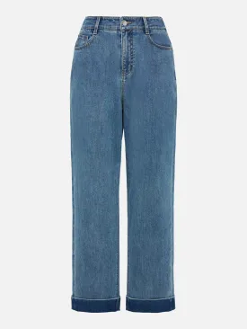 EP YAYING Rolled Hem Straight-Leg Jeans