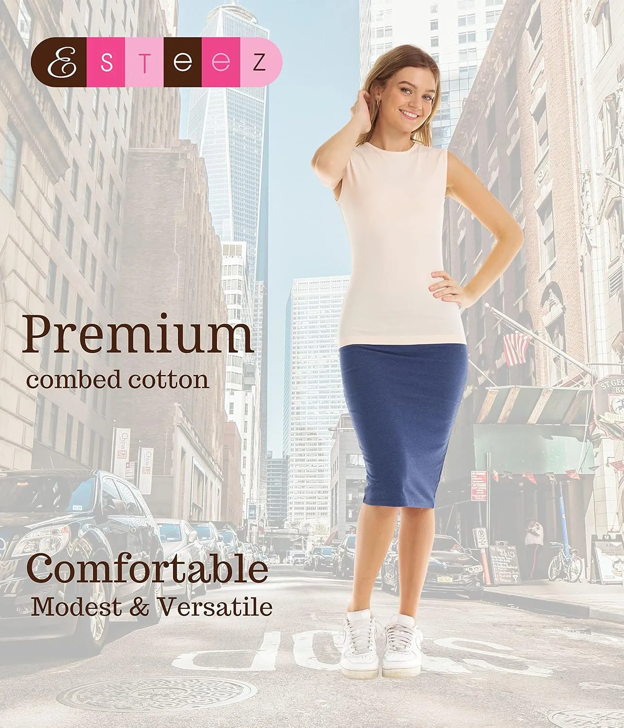 ESTEEZ Women's Tank Top Base Layering Camisole Fitted Sleeveless T-Shirt