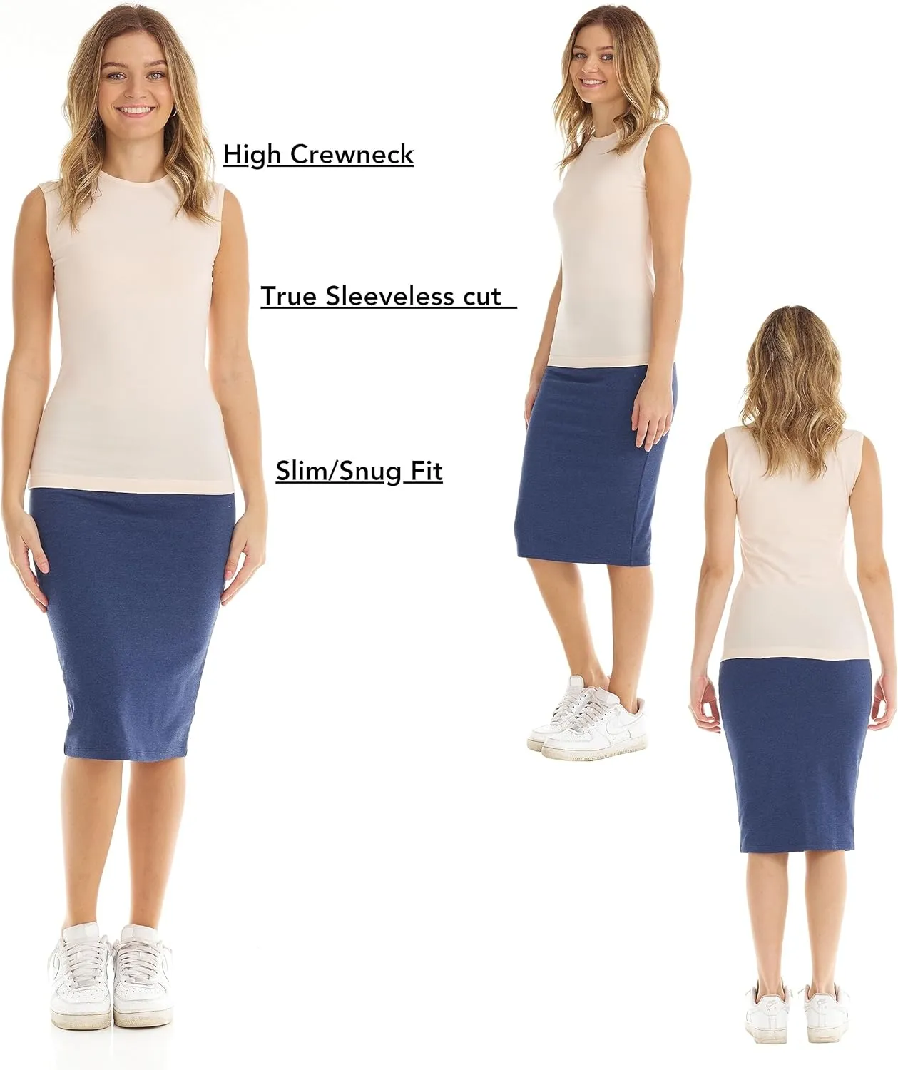 ESTEEZ Women's Tank Top Base Layering Camisole Fitted Sleeveless T-Shirt
