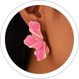 Flower Earrings for Women Big Statement Earrings for Women Large Irregular Petal Floral Earring Fancy Green Blue Pink White Flower Stud Earring Trendy Jewelry
