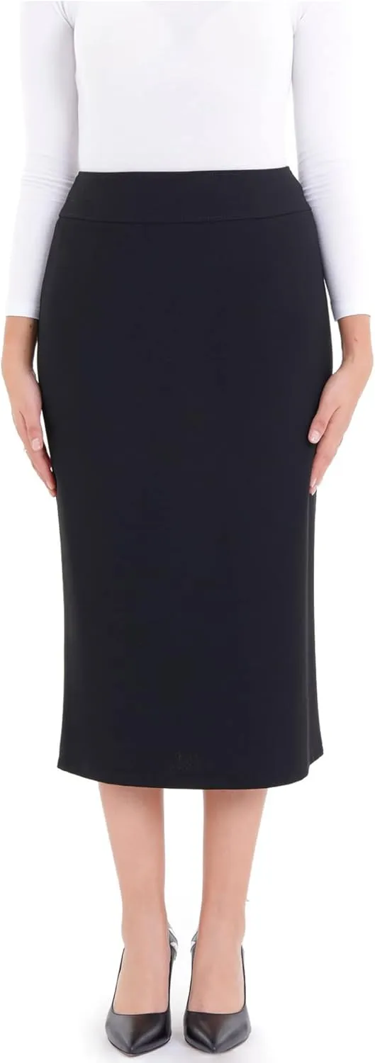 G-Line Pencil Midi Skirts for Women - Petite to Plus Size Midi Skirt - High Waisted, Back Slit, Knee Length Women's Skirts