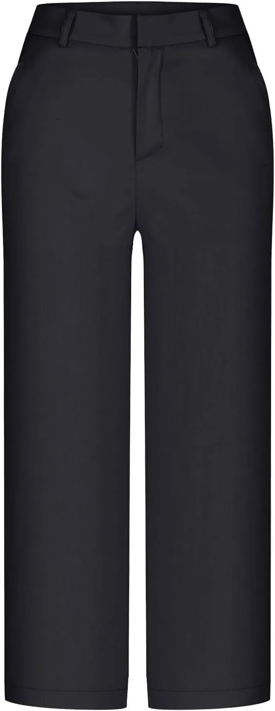 HGps8w Capris for Women Dress Pants 2025 Summer Loose Casual Stretch High Waisted Crop Straight Leg Trousers with Pockets