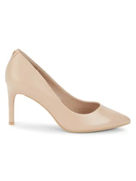 Karl Lagerfeld Paris Pointed Toe Leather Pumps Glora, Nude