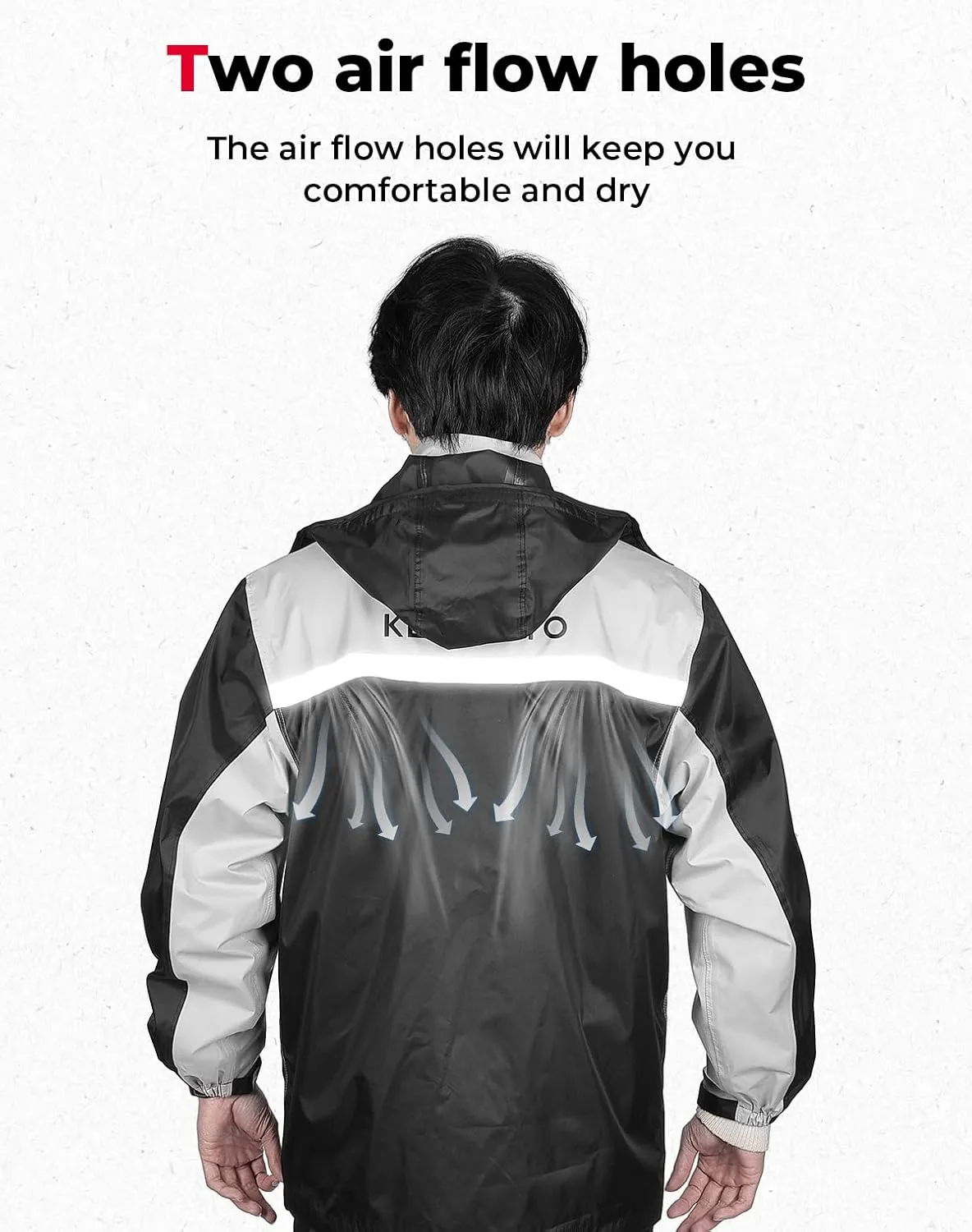 KEMIMOTO Men's Rain Suit Waterproof Rain Jacket Reflective Work Rain Coats Lightweight Hiking Motorcycle Rain Gear for Men, 3X-Large, Black