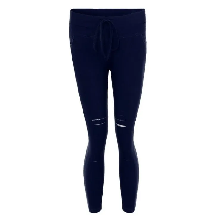 Lanfubeisi nba outfit for women Casual Pants Pencil Pants Ripped Women's Leggings