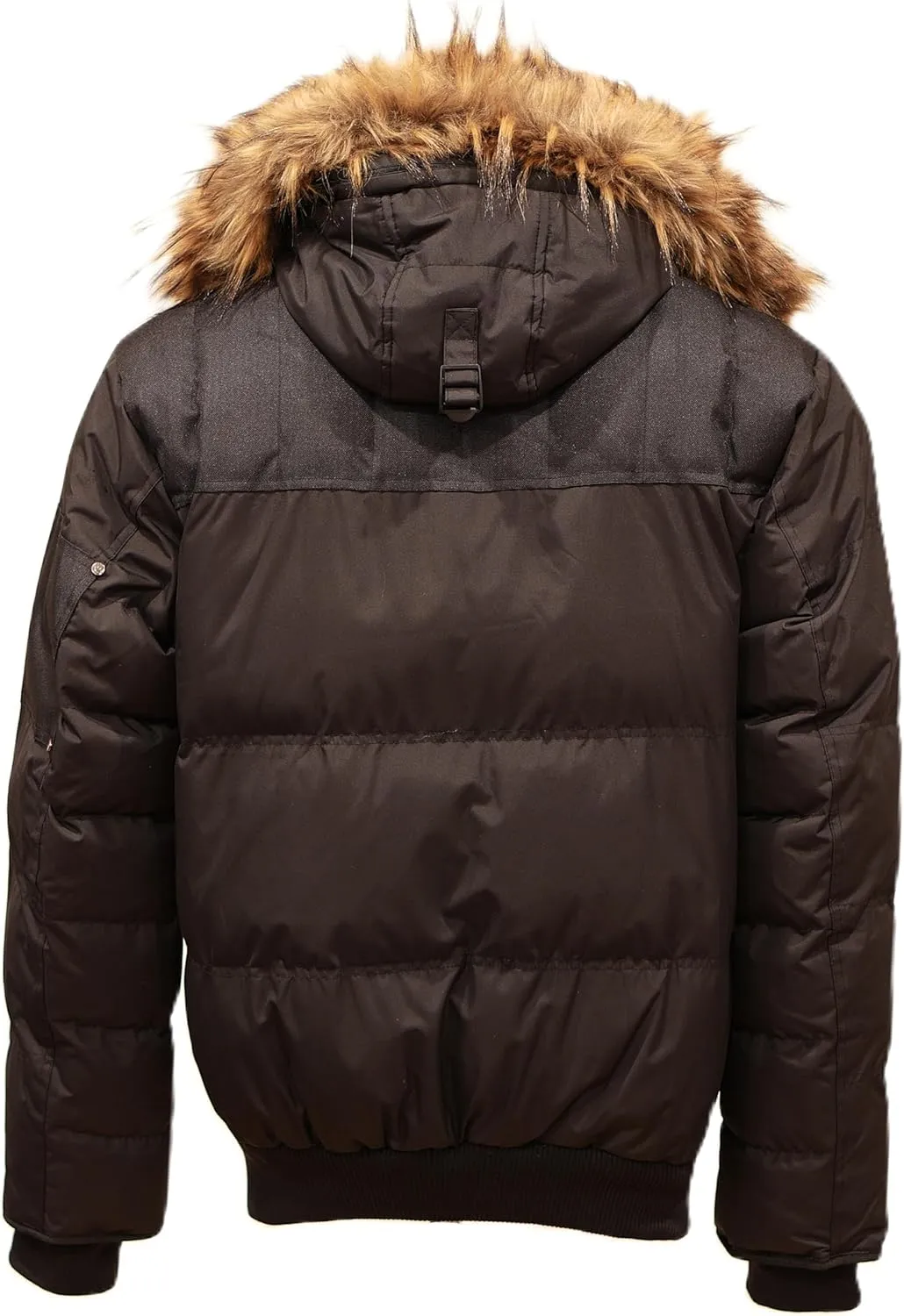 Milano Mens Bomber Jacket Waterproof Puffer Coat with Removable Hood and Faux Fur Trim