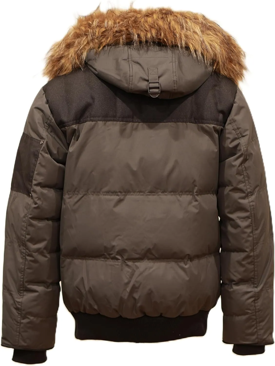 Milano Mens Bomber Jacket Waterproof Puffer Coat with Removable Hood and Faux Fur Trim