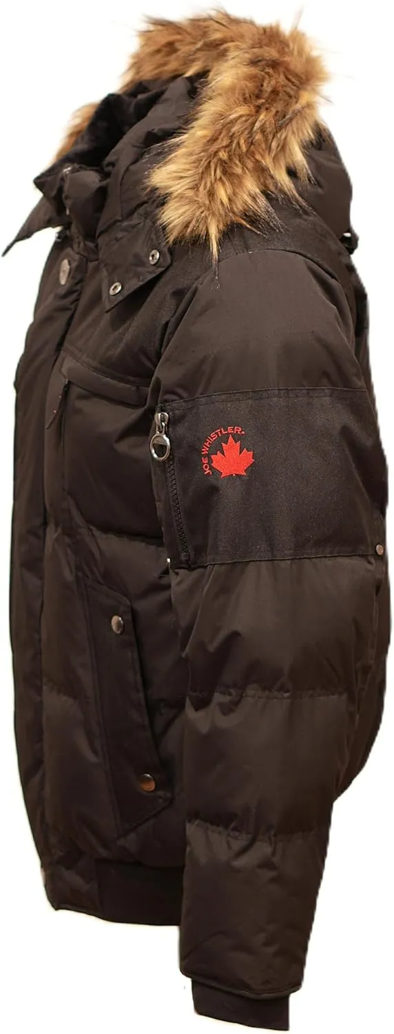 Milano Mens Bomber Jacket Waterproof Puffer Coat with Removable Hood and Faux Fur Trim