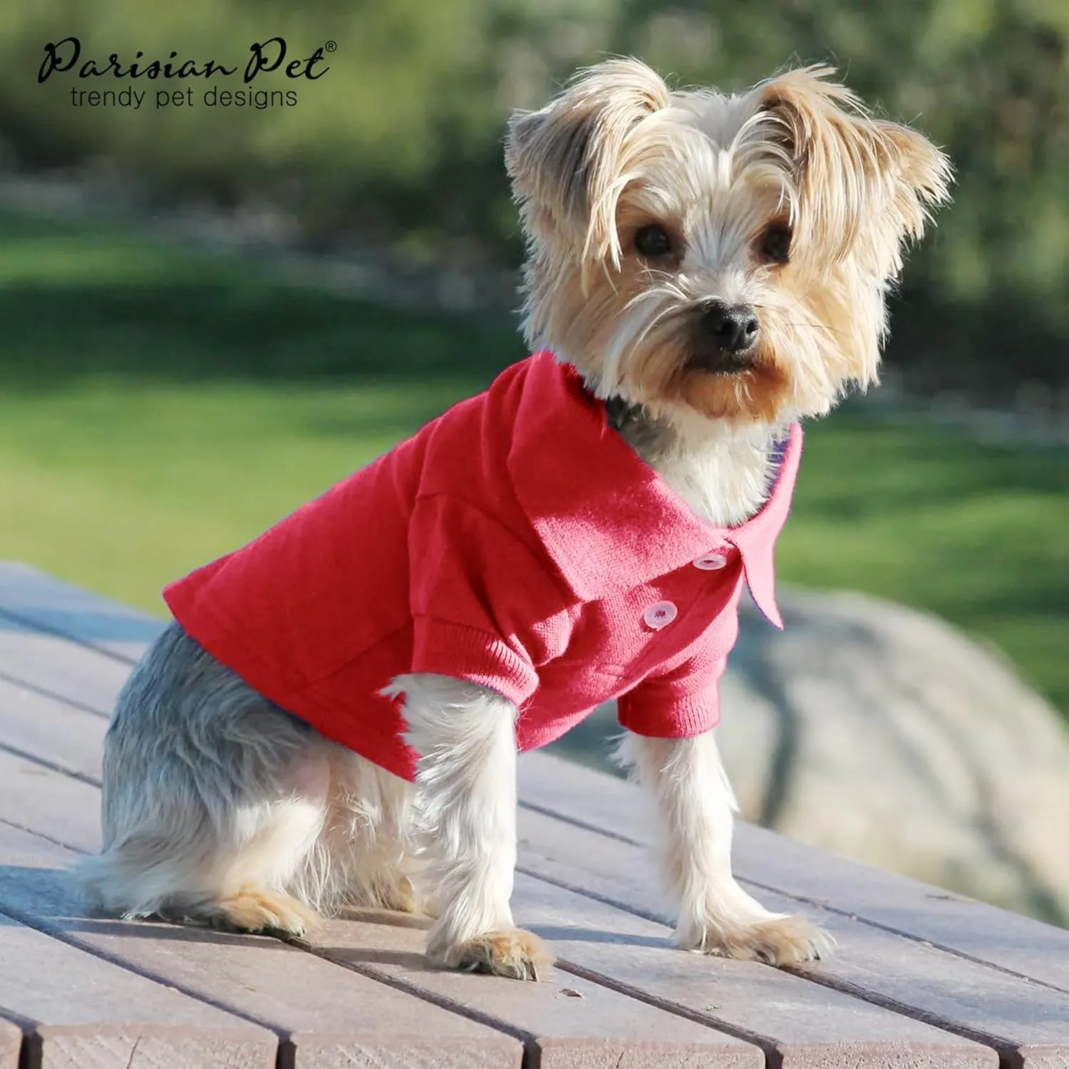 Parisian Pet Polo Shirts - Breathable Cotton Shirt for Dogs - Solid Color Summer Pullover Clothes - Button Up Collar, Pink for Large Dogs