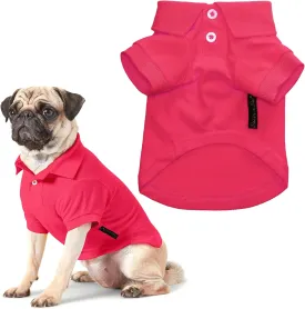 Parisian Pet Polo Shirts - Breathable Cotton Shirt for Dogs - Solid Color Summer Pullover Clothes - Button Up Collar, Pink for Large Dogs