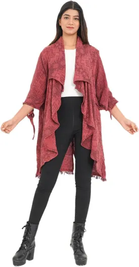 Shop LC Passage 100% Cotton Double Layer Jacquard Waterfall Front Cardigan with Tassels
