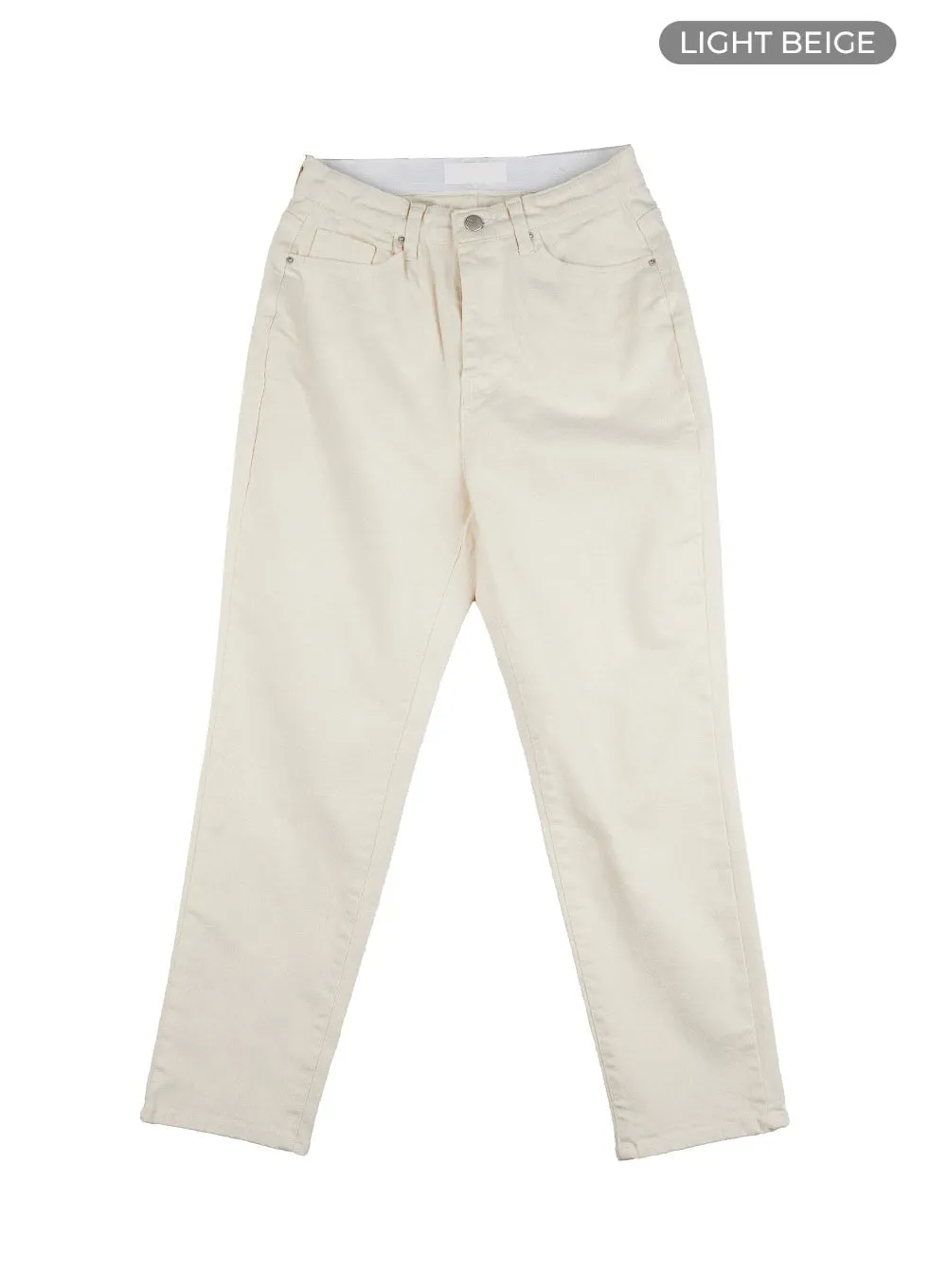 Solid Cotton Straight Pants OL411