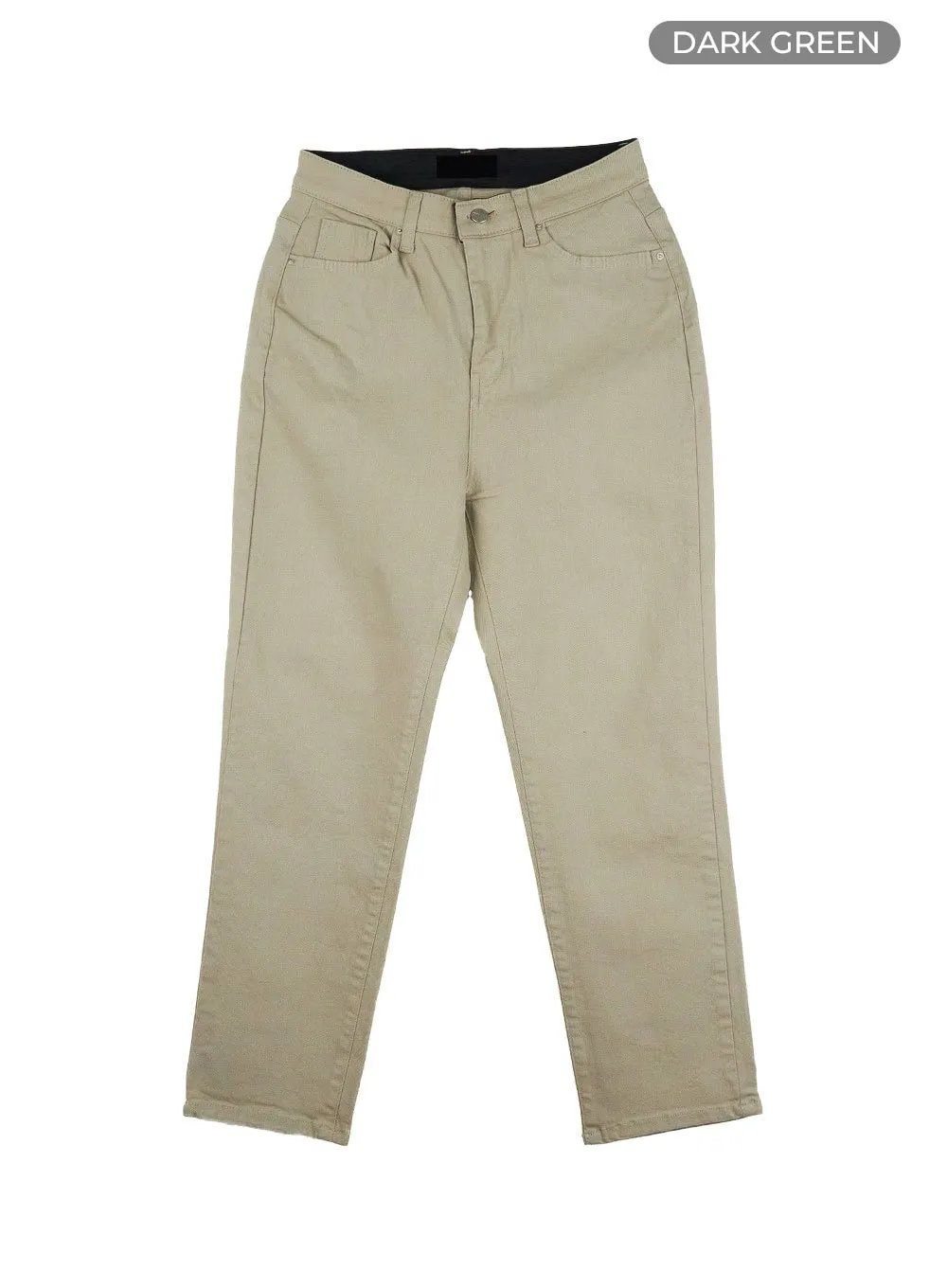 Solid Cotton Straight Pants OL411