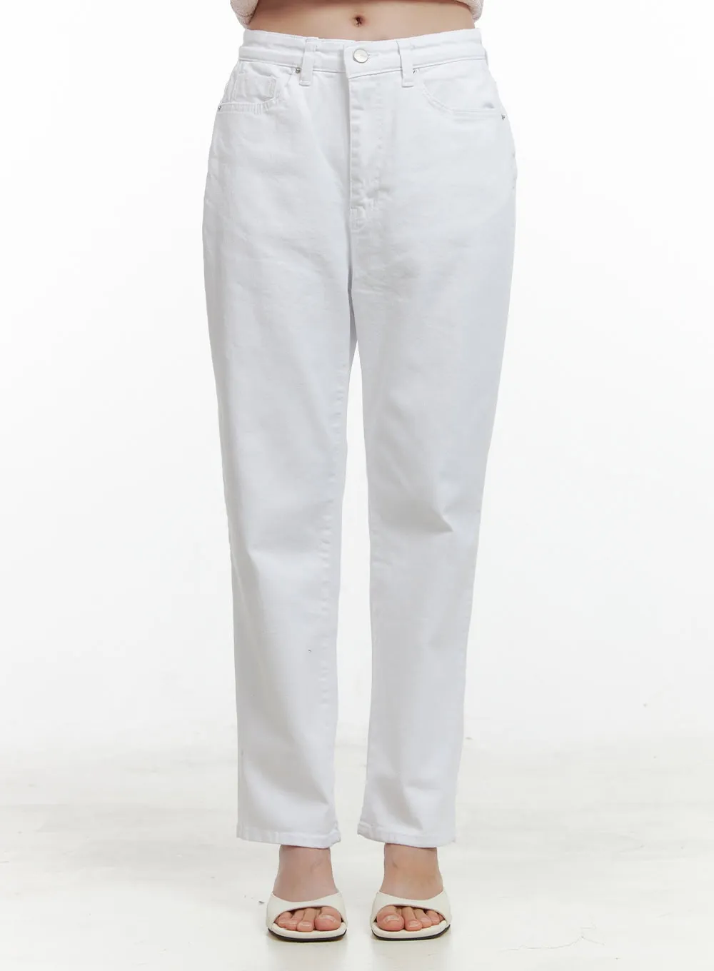Solid Cotton Straight Pants OL411