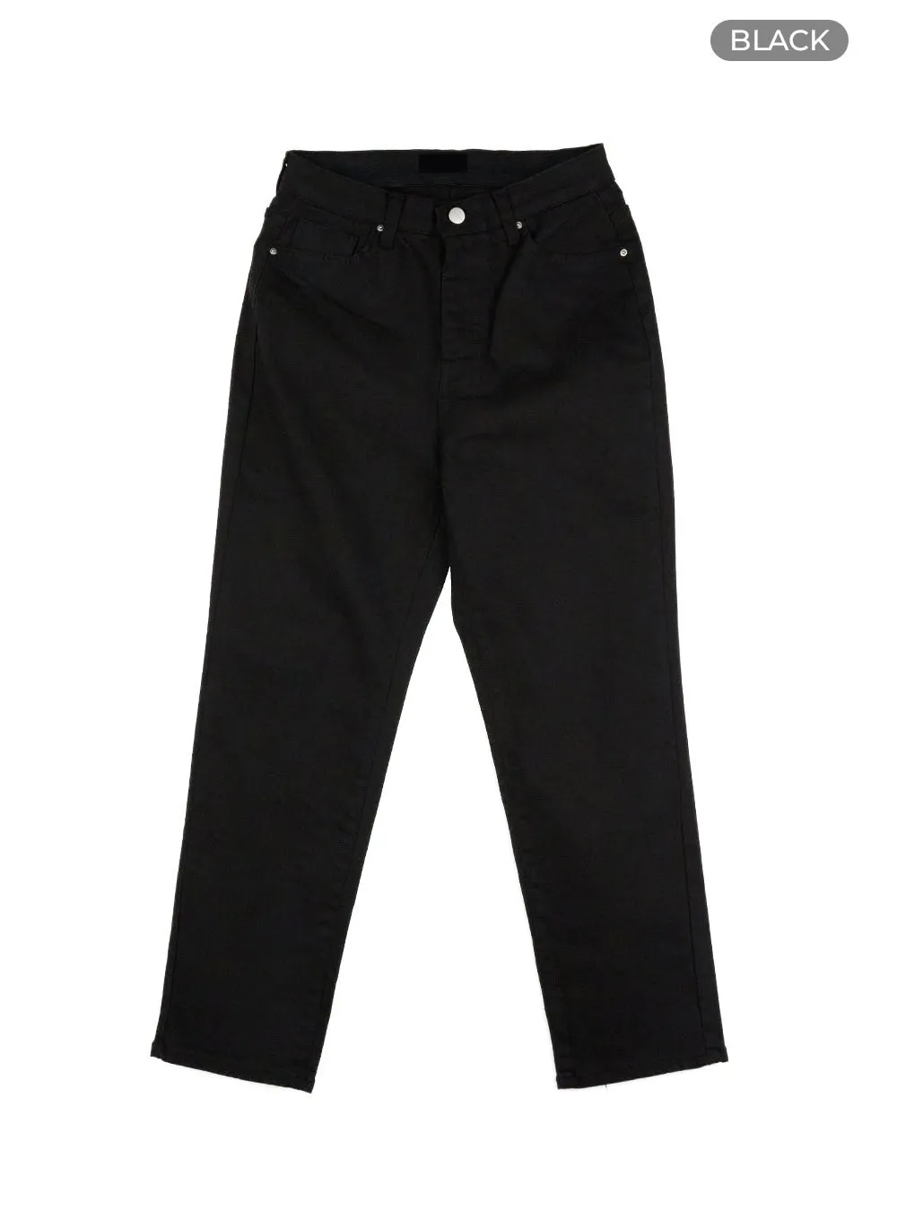 Solid Cotton Straight Pants OL411