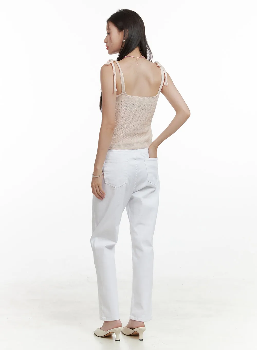 Solid Cotton Straight Pants OL411