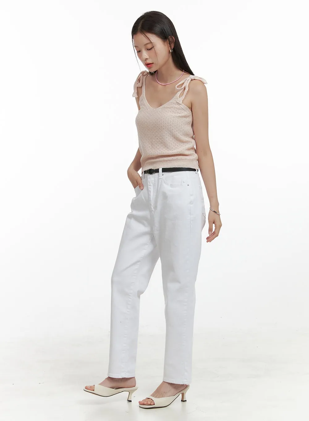 Solid Cotton Straight Pants OL411