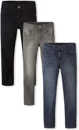 The Children's Place boys Stretch Super Skinny Jeans, Black Wash/Dk Gray Wash/Raw Vintage, 6