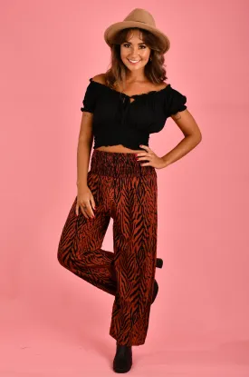 VGLP067 - LONG ROUCHED PANTS - ZEBRA RUST