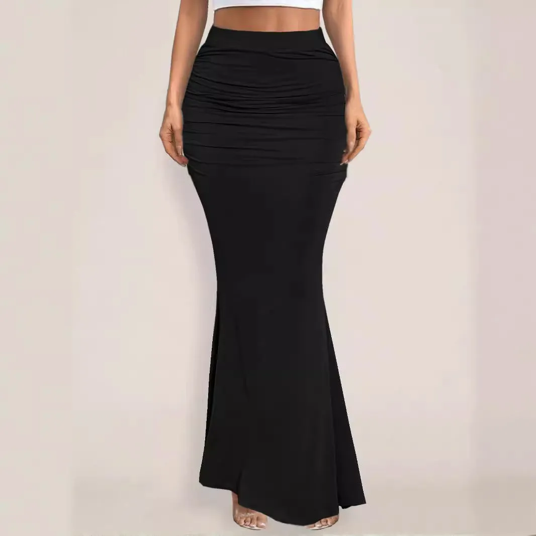 Wenkouban white dress Style 2024 Summer New Women's Skirt Sexy Slim-Fit Sheath Pleated Large Skirt Long Skirt