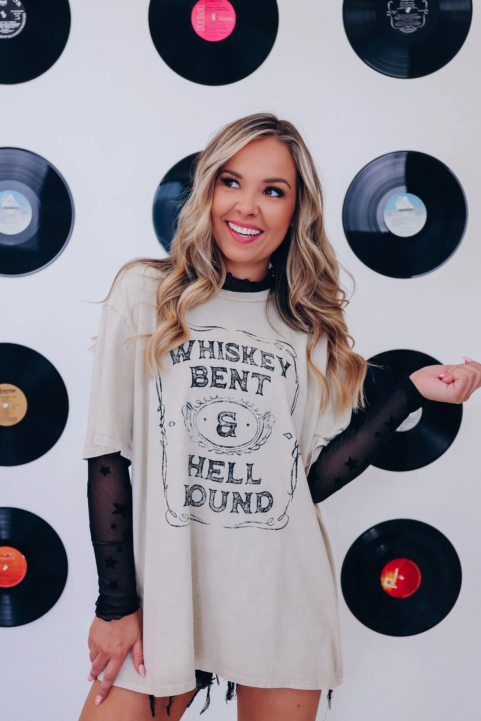 Whiskey Bent Mineral Wash Graphic Tee - Oatmeal