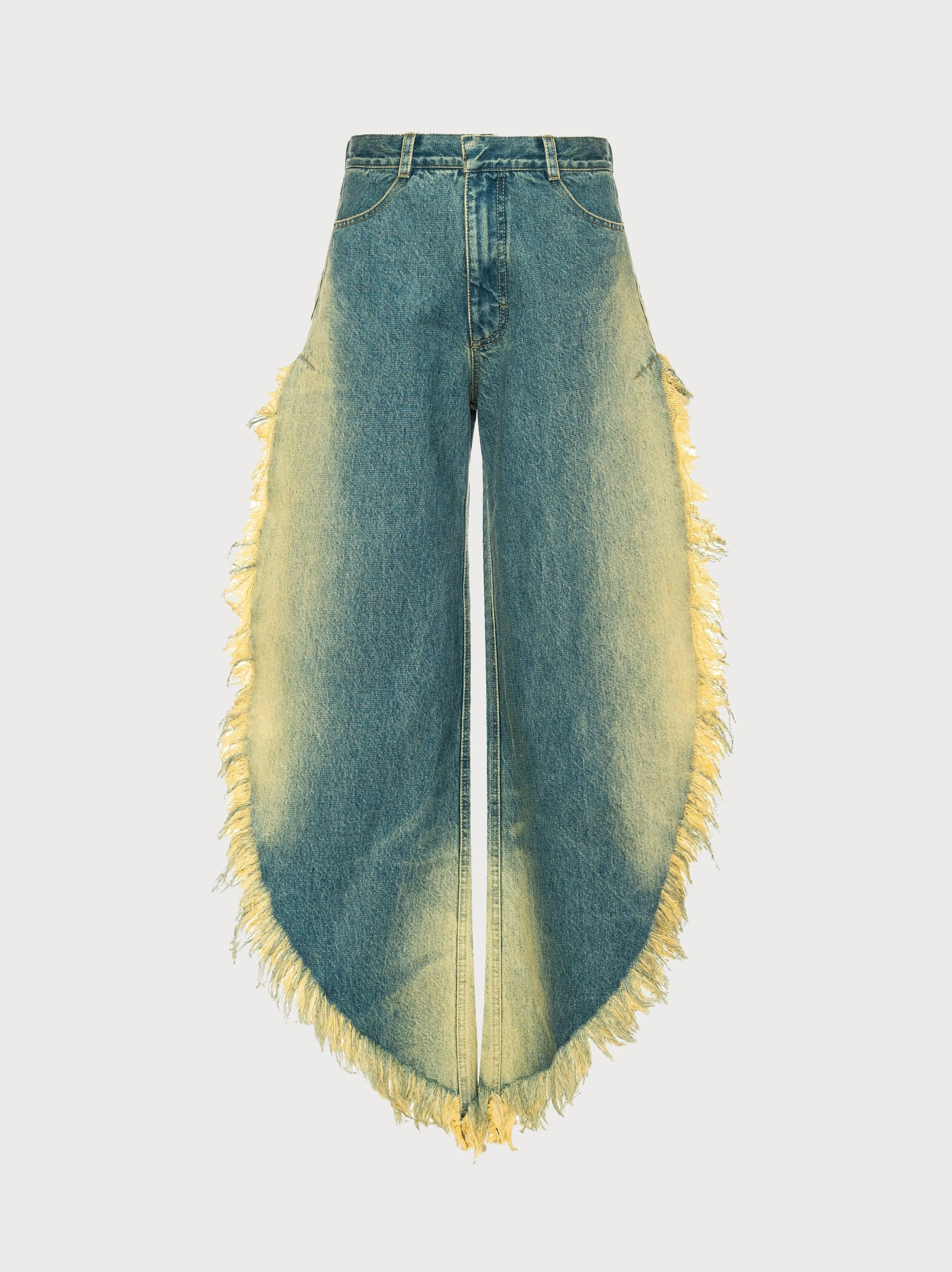 Wide Jeans with Side Splits with Rust Wash