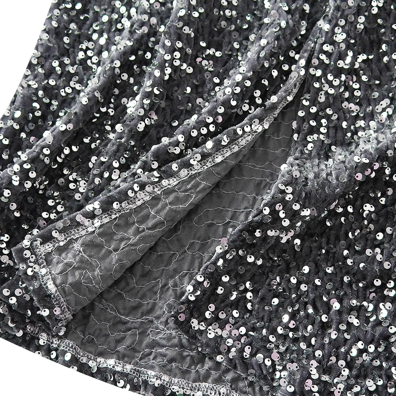 Women's Sequin Midi Skirt Elastic High Waist Slit Pencil Skirt Sexy Slim Cocktail Party Club Night Out Long Skirts