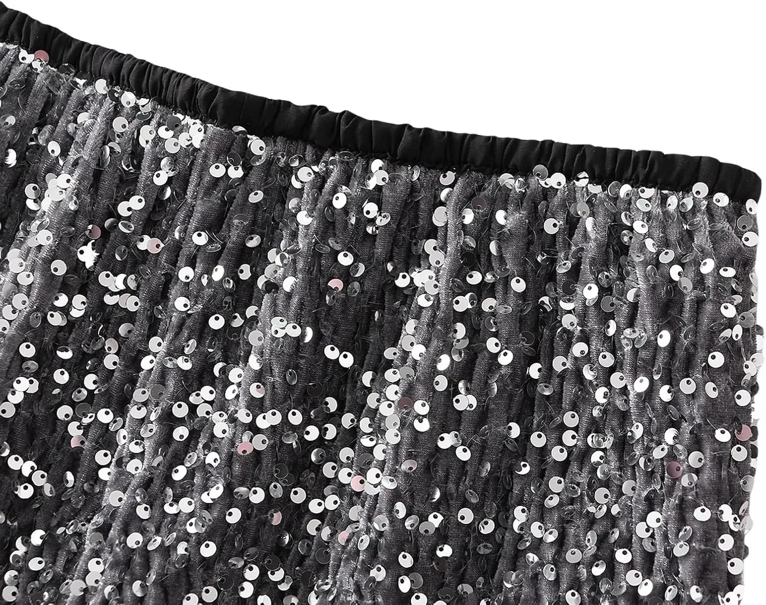 Women's Sequin Midi Skirt Elastic High Waist Slit Pencil Skirt Sexy Slim Cocktail Party Club Night Out Long Skirts
