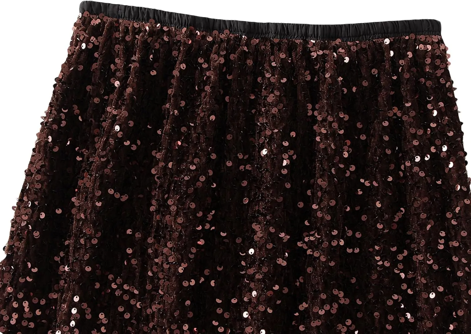 Women's Sequin Midi Skirt Elastic High Waist Slit Pencil Skirt Sexy Slim Cocktail Party Club Night Out Long Skirts