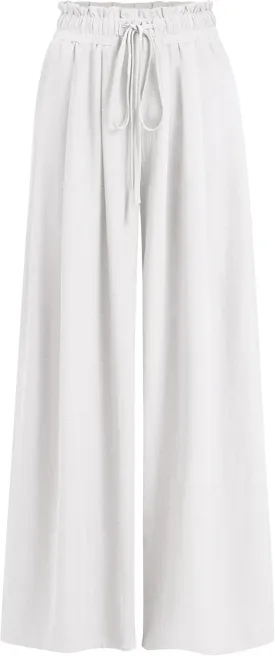 Womens Wide Leg Casual Pants with Pockets Loose Flowy High Waisted Lounge Trousers
