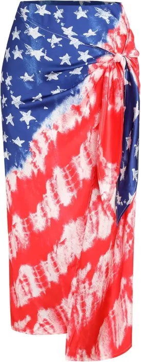 ZAFUL Women's Boho Skirt Asymmetrical Skirts Tied Floral Paisley Printed High Waist Ruched Skirts for Women